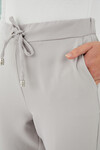 Kadın Gri Beli Lastikli Duble Paça Kumaş Pantolon