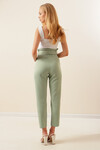 Kadın Su Yeşili Kemerli Yüksek Bel Kumaş Pantolon