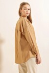 Kadın Camel Sade Düz Araboy Basic Oversize Gömlek