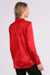 Kadın Kırmızı Dökümlü Viskon Basic Saten Gömlek
