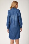 Kadın Mavi Eteği Püsküllü Cepli Jean Elbise