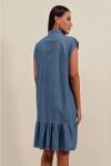Kadın Mavi Sıfır Kol Düğmeli Jean Elbise