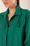 Erkek Zümrüt Yeşili Düşük Omuz Cepli Oversize Gömlek