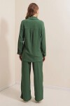 Erkek Zümrüt Yeşili Krinkıl Kumaş Gömlek Pantolon İkili Takım
